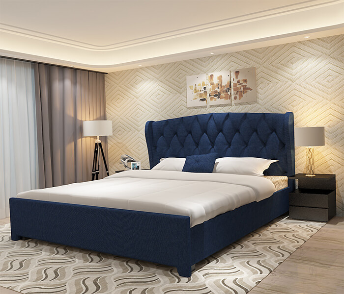 Navy Double Fabric Wing Bed 6X6