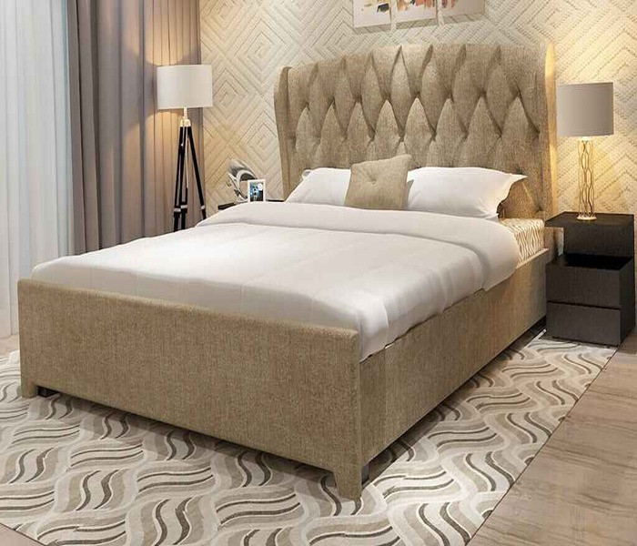 Beige Double Fabric Wing Bed 6X6
