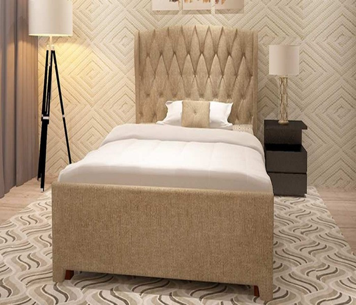 Beige Single Fabric Wing Bed 6X4