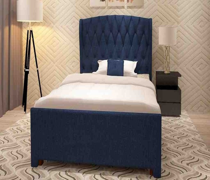 Navy Single Fabric Wing Bed 6X4