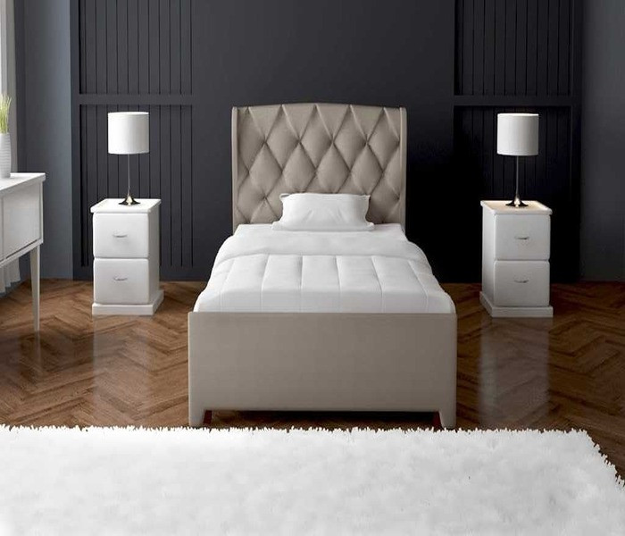 Beige Single Fabric Wing Bed 6X4