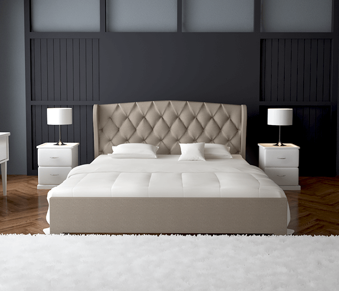 Beige Double Fabric Wing Bed 6X5