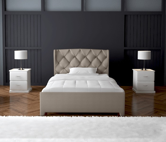 Beige Single Fabric Wing Bed 6X3