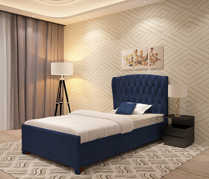 Navy Single Fabric Wing Bed 6X3