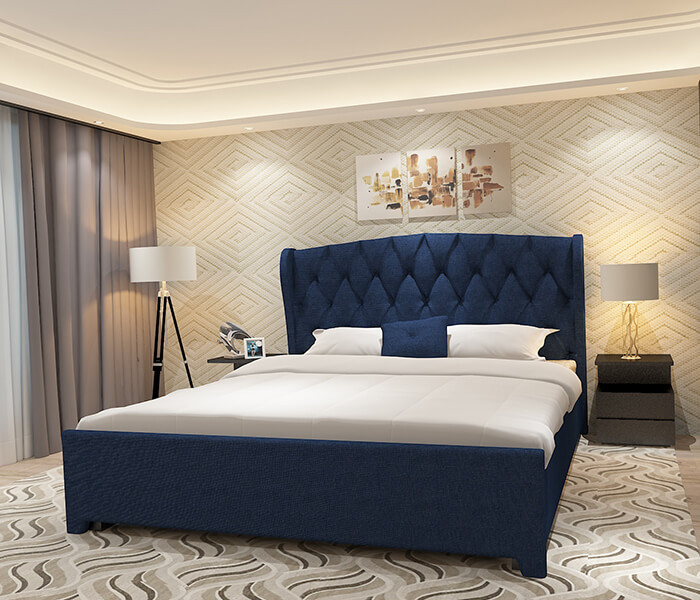 Navy Double Fabric Wing Bed 6X5